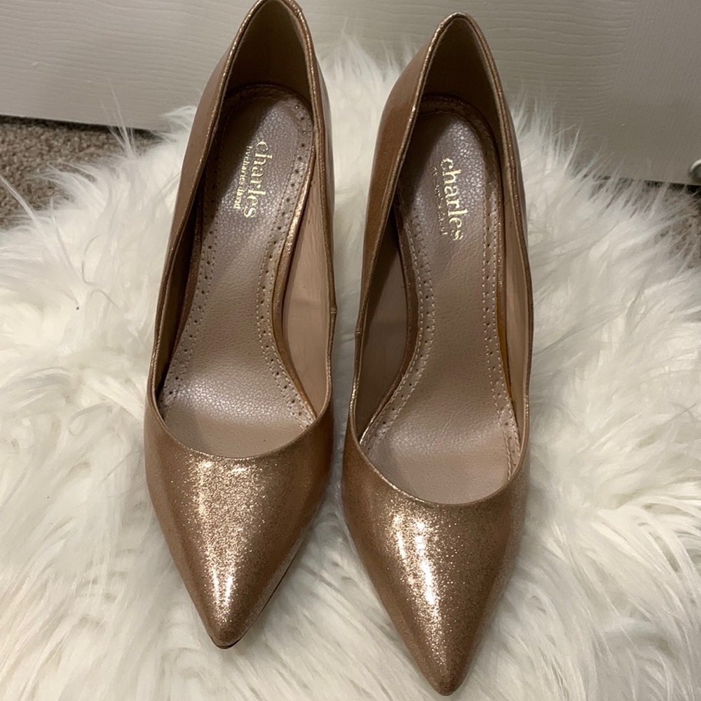 Charles David rose gold  glitter pumps